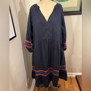 Sundry Varsity Stripe navy midi dress - Large